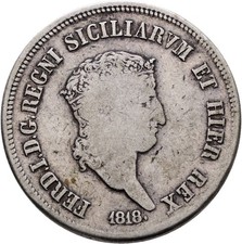 Napoli 120 grana piastra 1818 testa piccola Ferdinando I MB