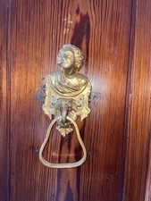 BATTIPORTA DORATO ANTICO PUTTO IN GHISA VINTAGE Battente Batacchio Battagliò