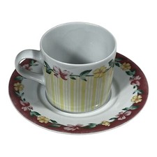 4 VTG Pfaltzgraff GRANDMA’s KITCHEN Coffee / Tea Cups & Saucers Floral Cottage