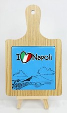 Sottopentola in ceramica e legno decorazione NAPOLI 12x20cm BOMBONIERA 1DBY