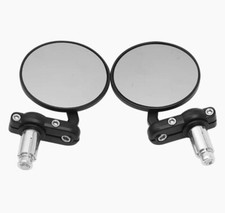 COPPIA 2 PZ SPECCHIETTI RETROVISORI CAFE RACER BAR END NERI CUSTOM NAKED OLDSTYL