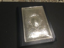 BLOCK NOTES E RUBRICA TELEFONICA IN PELLE CON FREGIO LASTRA ARGENTO.NUOVE.