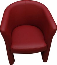 POLTRONA A POZZETTO ECOPELLE ROSSA POLTRONCINA UFFICIO, SALA ATTESA, STUDIO