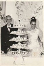 B5 - Foto Photo Fotografia Anni 60 - Sposi Matrimonio Torta