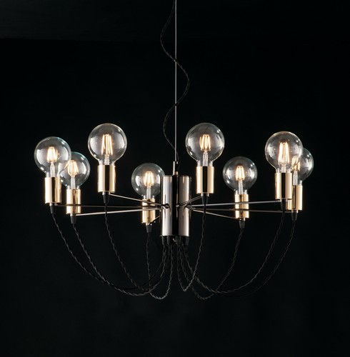 Lampadario ottone cromato - lampadario, in