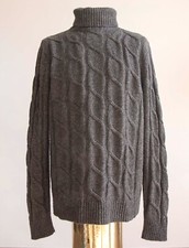 LAWRENCE GREY Jumper  Maglione Dolcevita Treccia Uomo Grigio Lana Wool Tg 3XL