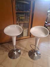 Sgabello da Bar Girevole seduta bianca cromato