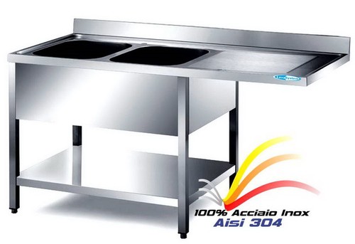 Lavello cm180x60x85 acciaio - lavello,