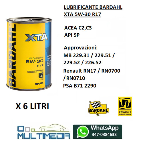 Litri bardahl xta 5w30 - 6,