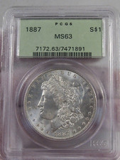 BU 1887 Dollaro D'Argento Morgan PCGS MS63 OGH (Vecchio Portamonete Verde). #10