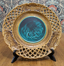 Antico piatto maiolica reticolato rubelle francesi XIX secolo maiolica faience