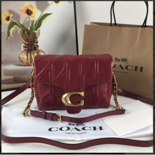 Borsa a tracolla Coach Cw629 Times Square Tabby 20 trapuntata Merlot rosso rubino outlet