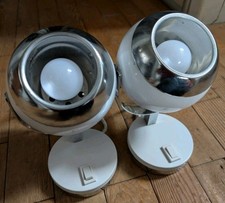 Pair of White Eyeball Table Lamps by Veneta Lumi ? - Working UK Plug Desk Light