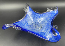 Vaso soprammobile centrotavola Murano la Murrina blu bianco vintage