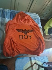 BOY LONDON FELPA ARANCIONE ZIP CAPPUCCIO LOGO SCHIENA 