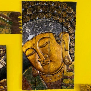 Quadro etnico buddha legno - buddha,