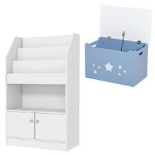 ZONEKIZ Set 2 Pezzi con Cassapanca per Bambini e Mobile Libreria per Bambini