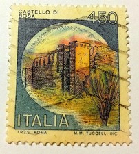  Serie castelli lire 450- varietà Torri Sdoppiate-colori Fuori Registro-usato