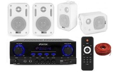 KIT AUDIO FILODIFFUSIONE PER LOCALI CON BLUETOOTH SLOT USB TELECOMANDO CON CASSE