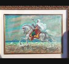 Quadro '900 olio su tela "Cavaliere Berbero" Di Giovanfrancesco Gonzaga