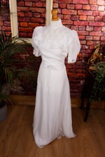 Vintage Originale 70er Nostalgie Vestito Abito Sposa Bianco Vittoriana Boho 34