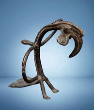 Mega Raro Antico Bronzo Africano L'Uccellino Bobo Burkina Faso Kalao