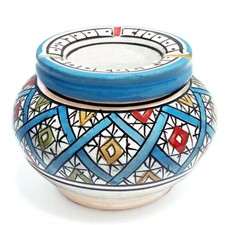 Ø 12CM Ceramica Portacenere Tondo Dipinto a Mano Posacenere Antivento Marocco
