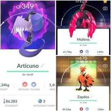✨ Galarian Birds ✨Moltres, Articuno, Zapdos (Non lucido) - PTC - 80k+ polvere di stelle