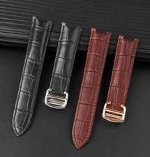 Cinturino orologio pelle per Cartier Pasha concavo 18x10mm 20x12mm 21x15mm blu