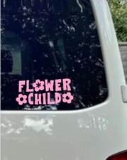2x Adesivi Hippy Fiore Bambino Decalcomanie Vinile Anni 60 S70 Camper Auto Van Jdm