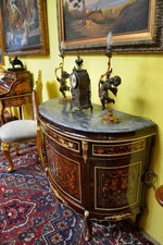 Credenza mezzo giro intarsiata stile Luigi XV