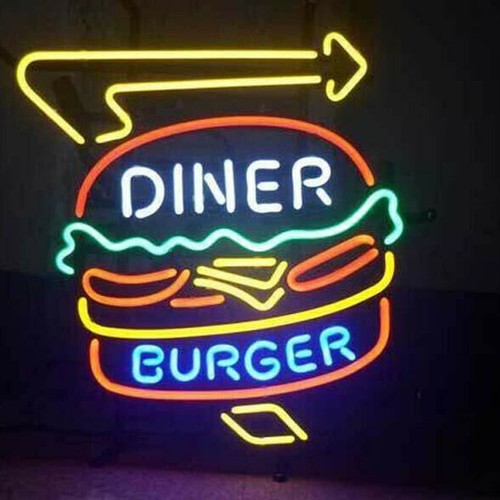 Diner burger neon sign - burger,