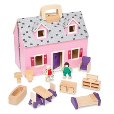 Melissa & Doug Casa delle Bambole in Legno Trasportabile - Gioco Portatile con M
