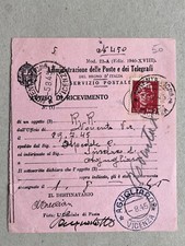 A) Avviso ricevimento Luogotenenza Noventa Vicentina Agugliaro 1.8.45