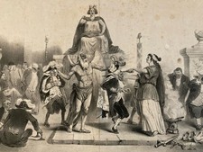 Bella Litografia La Caricatura: Giudizio Dei Giudici Grandville Auguste Desperet
