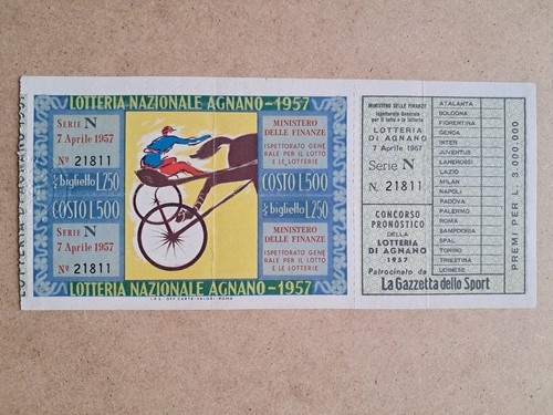 Biglietto lotteria agnano - lotteria, di
