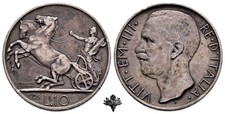 REGNO D'ITALIA 10 lire 1926 Biga RARA ARGENTO Vittorio Emanuele III