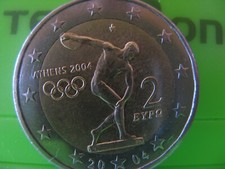 Moneta 2 euro Olimpiadi Di Atene 2004 RARA-ERRORE Conio BRACCIO PIU LUNGO 