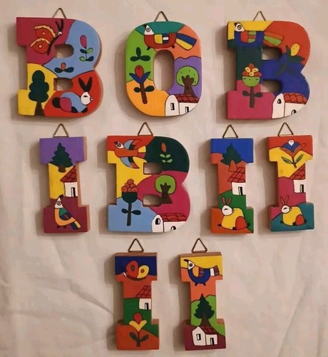 Lotto lettere legno - legno, dipinte