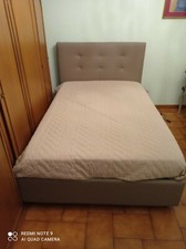 Letto ecopelle da 1 piazza e 1/2 con contenitore + materasso ortopedico
