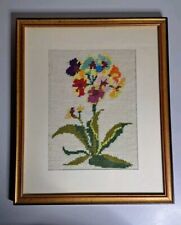 Quadro a uncinetto fiore con cornice PASSEPARTOUT VINTAGE ANNI 60