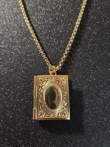 Collana acciaio dorato libro - collana,
