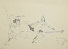 Quadro vintage a matita teatro