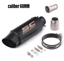 terminale scarico universale moto 60 mm Collettore Accio Inox Nero Silenziatore 