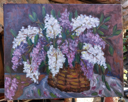 Dipinto olio tela - olio, "vaso