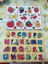 Gioco bimbi Incastri di legno di frutta e alfabeto inglese a 6 mesi in poi