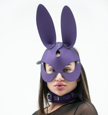 Maschera viso coniglietto in ecopelle viola in neoprene - viola