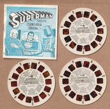Set di tre mulinelli vintage View-Master Superman incontra Computer Crook 1976