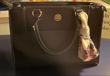 Black Satchel Bag with Scarf