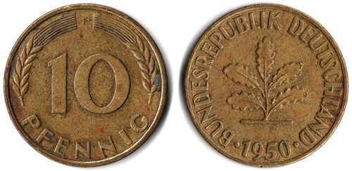 Germania pfennig 1950 - germania, 10